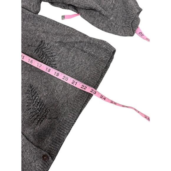 Christopher And Banks Hand Embroidered Button Up Sweater Cardigan Gray Beaded XL - Picture 5 of 5